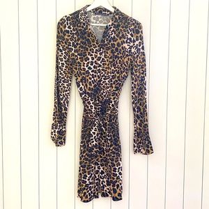 Leopard print tie waist dress